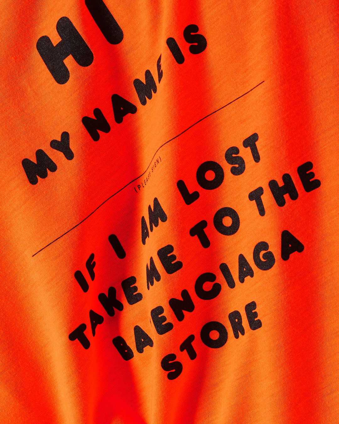 Balenciaga Hi My Name Is Wide Fit T-shirt (Orange)
