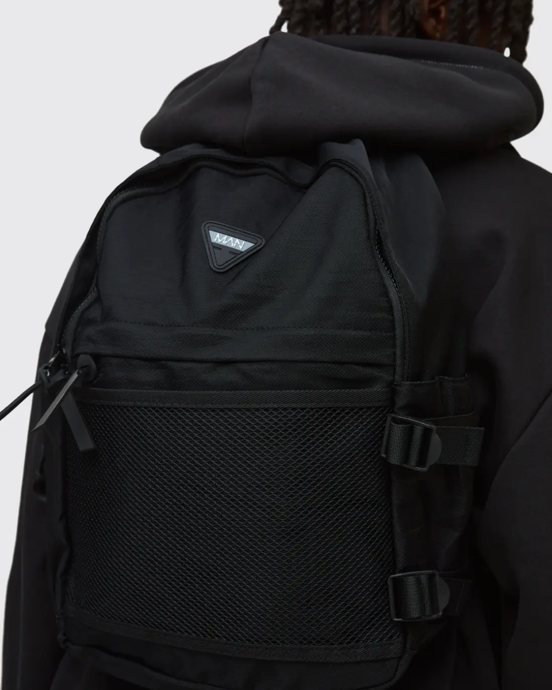 BoohooMAN Man Badge Rucksack (Black)