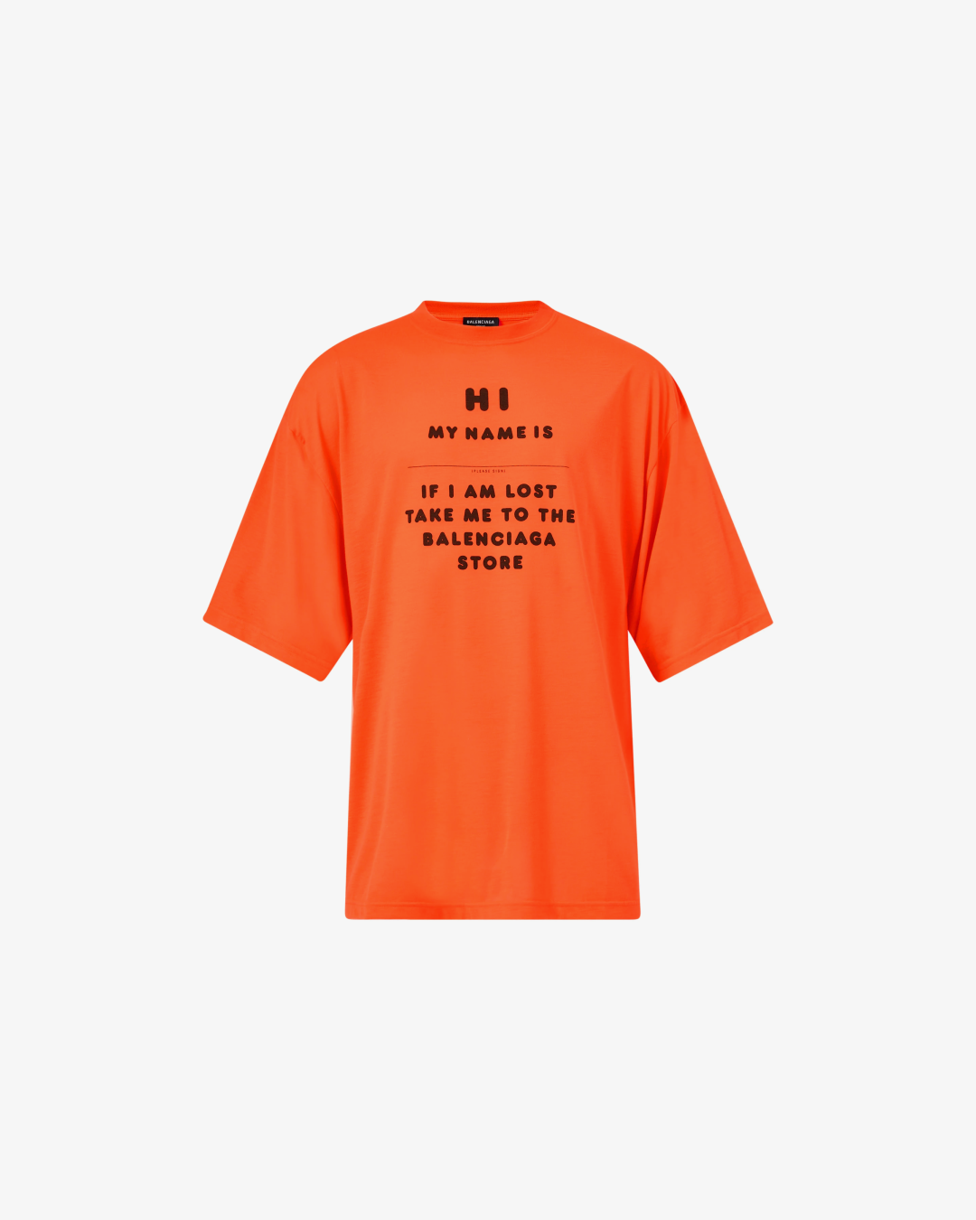 Balenciaga Hi My Name Is Wide Fit T-shirt (Orange)