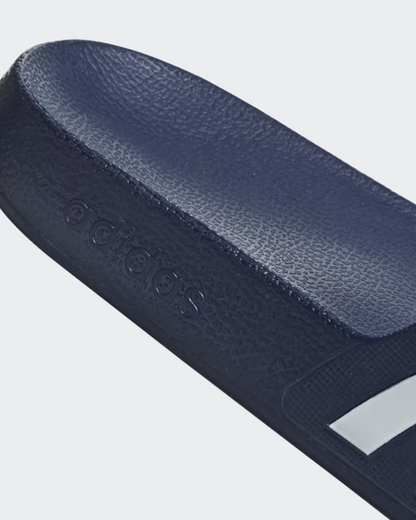 Adilette Aqua Slides In Dark Blue And Cloud White