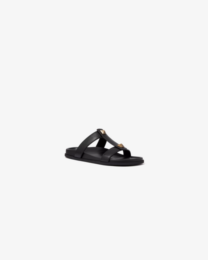 Valentino Garavani Roman Stud Slide Sandals in Cowhide - Black