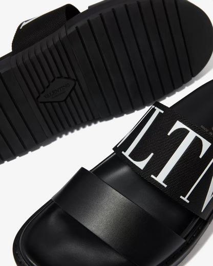 Valentino Garavani VLTN Slide Sandals in Leather