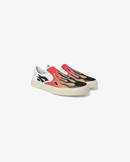 Amir Flame Leather-Appliquéd Canvas Slip-On Sneakers