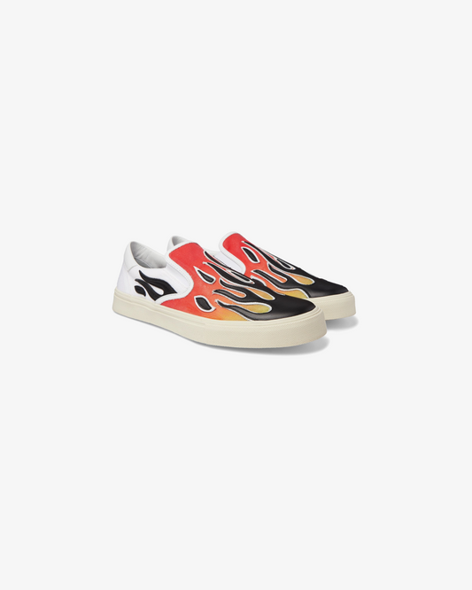 Amir Flame Leather-Appliquéd Canvas Slip-On Sneakers