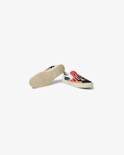 Amir Flame Leather-Appliquéd Canvas Slip-On Sneakers